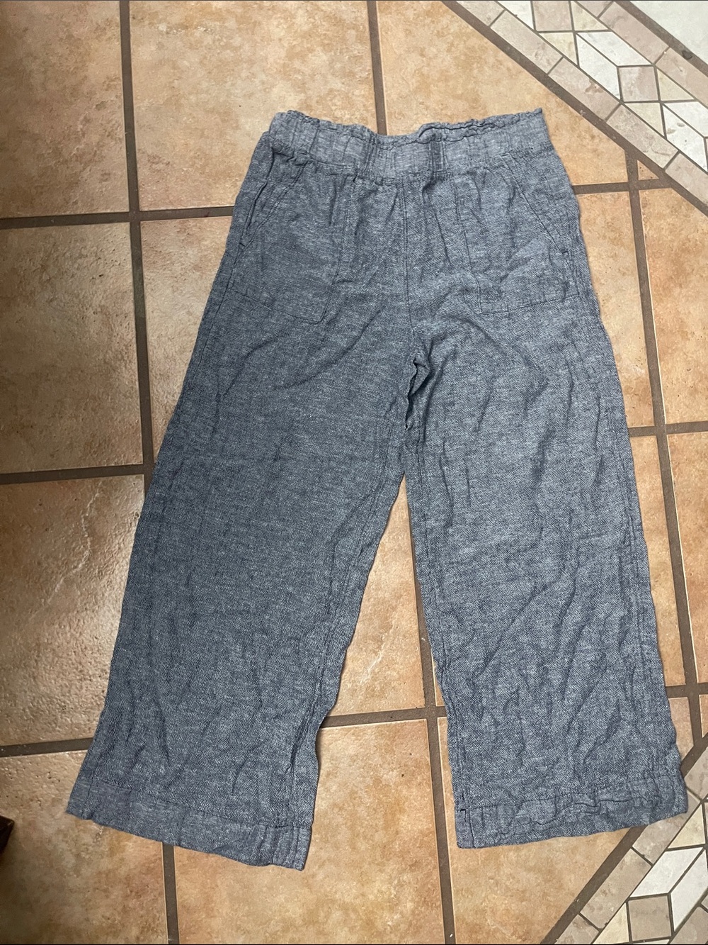 Time and Tru Wide-Leg Pull-On Pants in Heather Gray-Blue